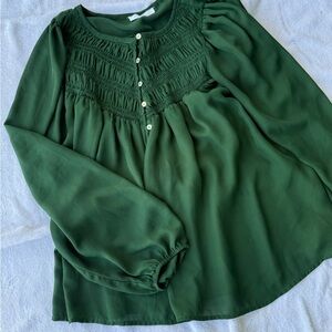 Ces Femme Forest Green Blouse with Button Detail